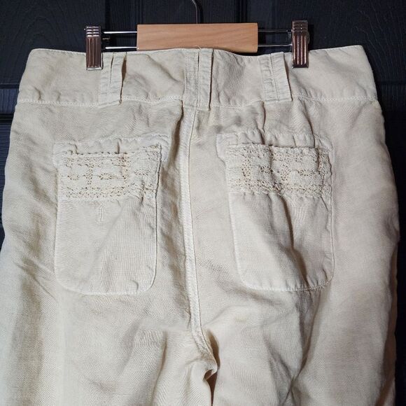 Sundance Sz. 4 New Linen Cotton Blend Organia Lace Pants in Sand Boho Lagenlook - Picture 13 of 16